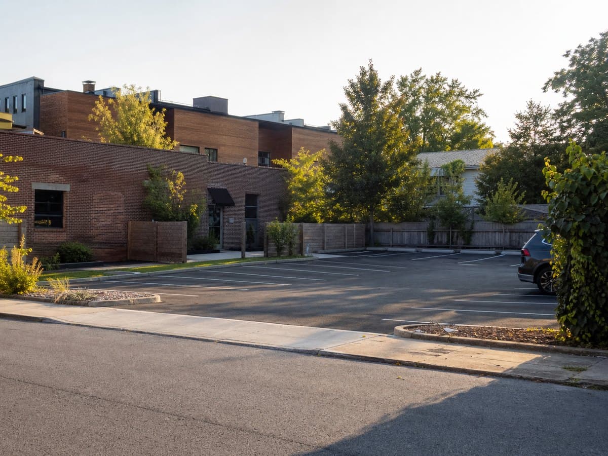 A small private parking lot near Nashville buildings